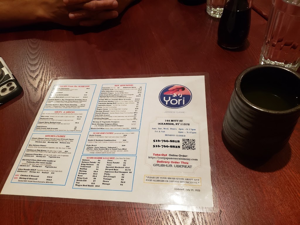 Yori Japanese Cuisine | 144 Mott St, Oceanside, NY 11572 | Phone: (516) 766-8818