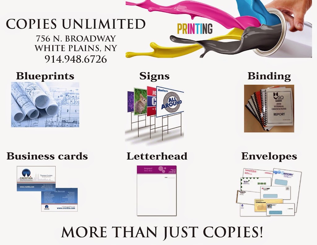 Copies Unlimited | 756 N Broadway, White Plains, NY 10603 | Phone: (914) 948-6726