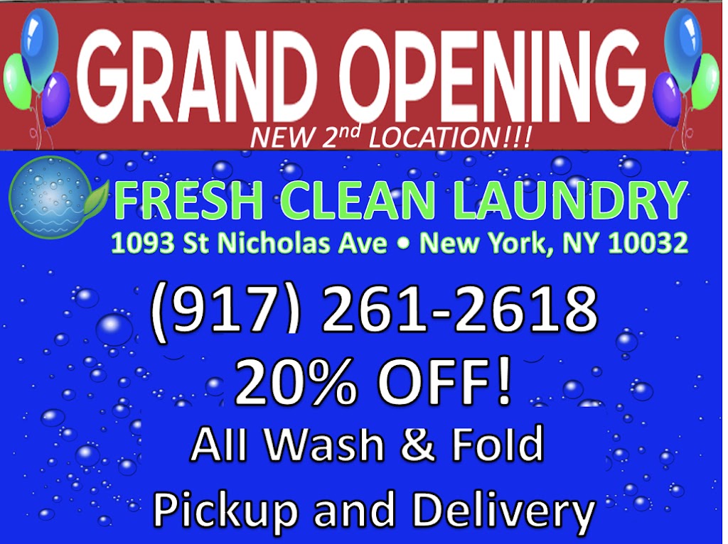 Fresh Clean Laundry, Inc. | 1093 St Nicholas Ave, New York, NY 10032 | Phone: (917) 261-2618