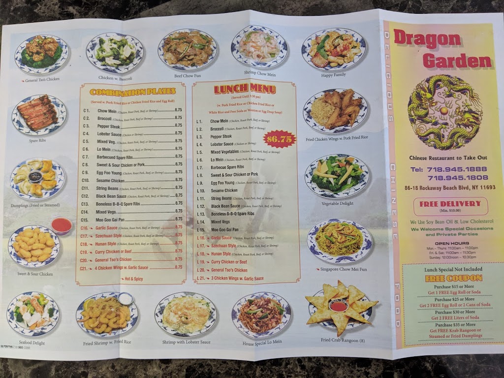 Dragon Garden | 8618 Rockaway Beach Blvd, Queens, NY 11693 | Phone: (718) 945-1888