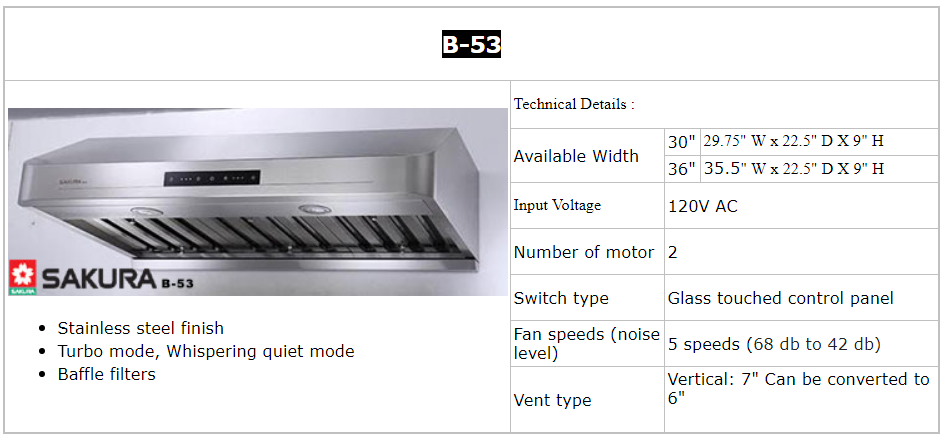 Sakura Rangehood H. A. C. United Trading Inc | 716 149th St, Queens, NY 11357 | Phone: (718) 747-6888