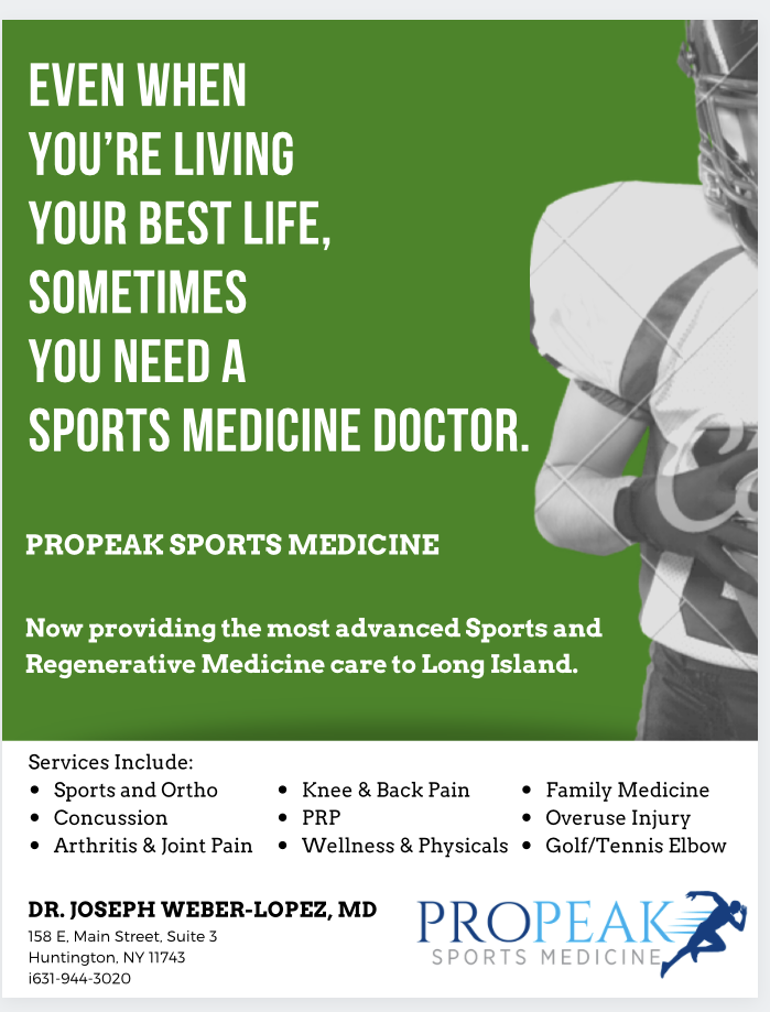 ProPeak Sports Medicine: Joseph Weber-Lopez, MD | 158 E Main St #3, Huntington, NY 11743 | Phone: (631) 944-3020