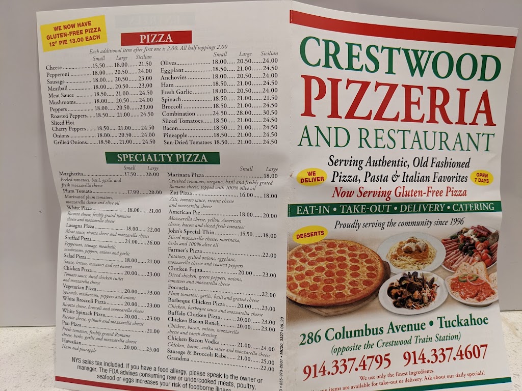 Crestwood Pizza | 286 Columbus Ave, Tuckahoe, NY 10707 | Phone: (914) 337-4795