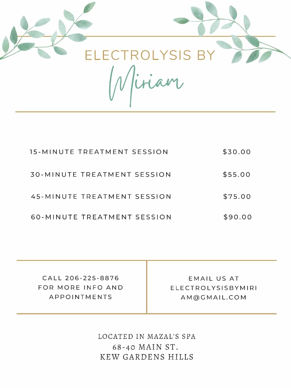 Electrolysis by Miriam | 137-37 70th Ave Apt 1B, Queens, NY 11367 | Phone: (206) 225-8876