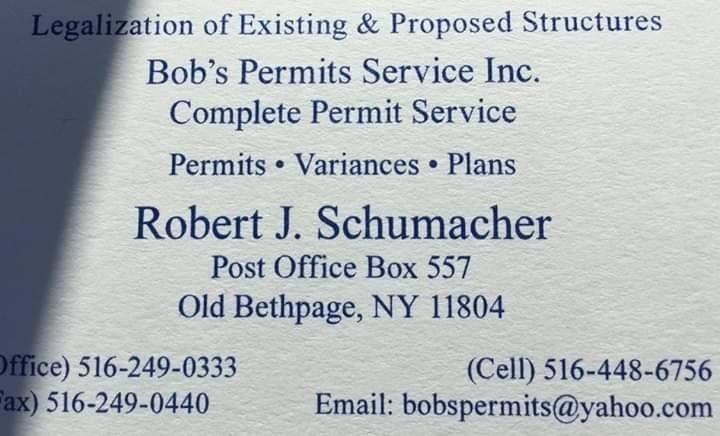 BOB PERMIT SERVICE INC. | 1109 Round Swamp Rd, Old Bethpage, NY 11804 | Phone: (516) 249-0333