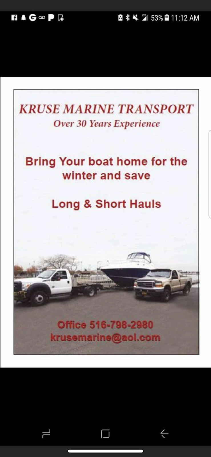 Kruse Marine Transportation | 170 Cedar Shore Dr, Massapequa, NY 11758 | Phone: (516) 798-2980