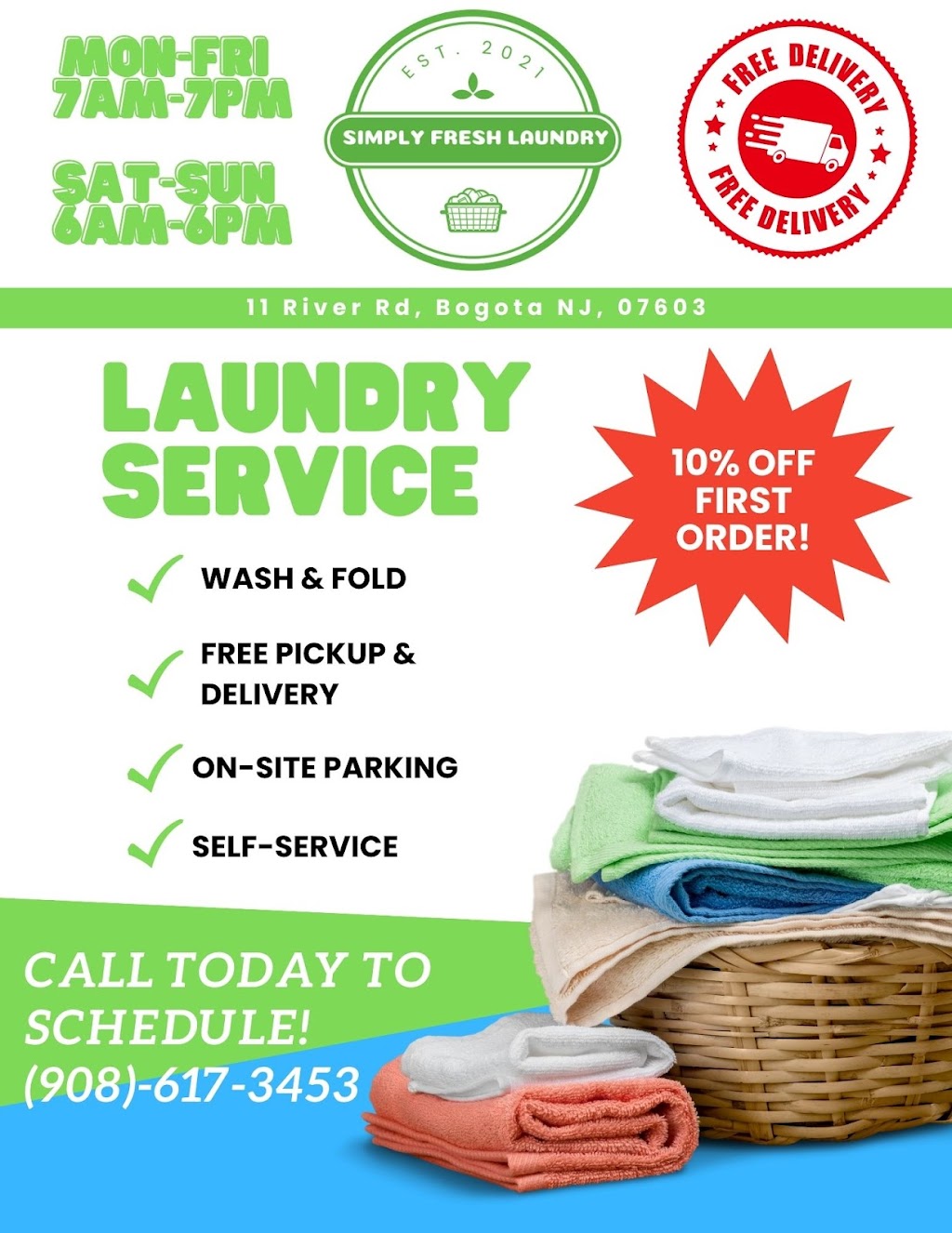 Simply Fresh Laundry | 11 River Rd, Bogota, NJ 07603 | Phone: (908) 617-3453