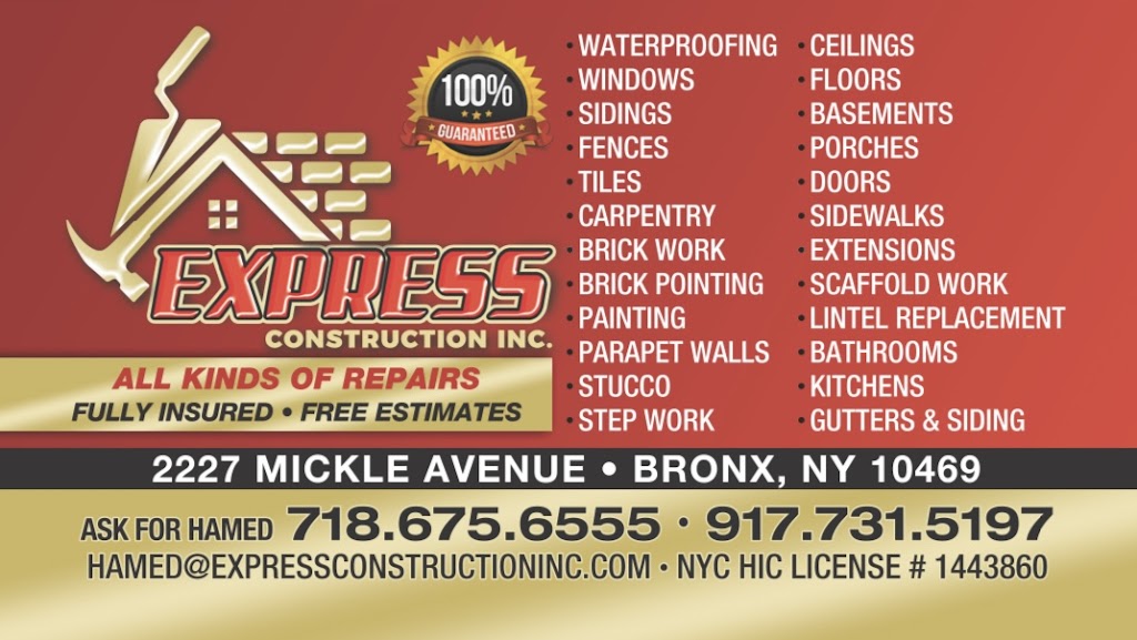 EXPRESS CONSTRUCTION, INC. | 2227 Mickle Ave, Bronx, NY 10469 | Phone: (718) 675-6555