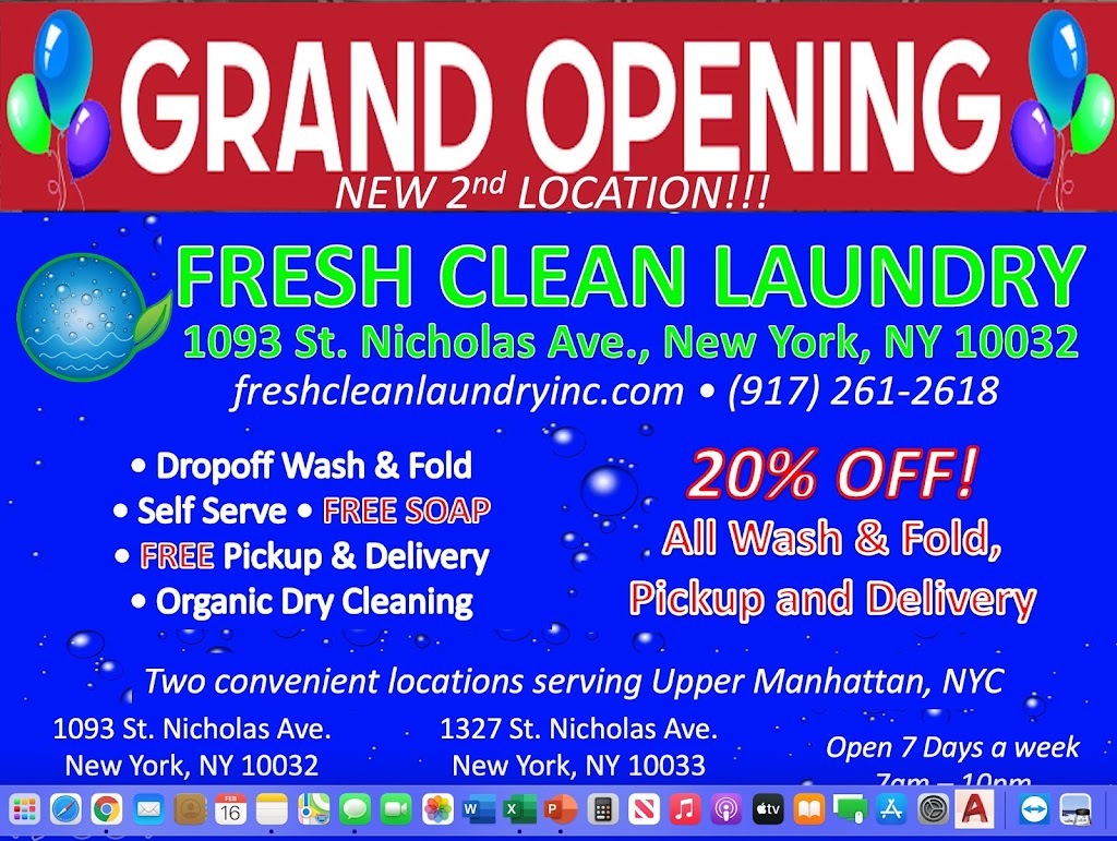 Fresh Clean Laundry, Inc. | 1093 St Nicholas Ave, New York, NY 10032 | Phone: (917) 261-2618