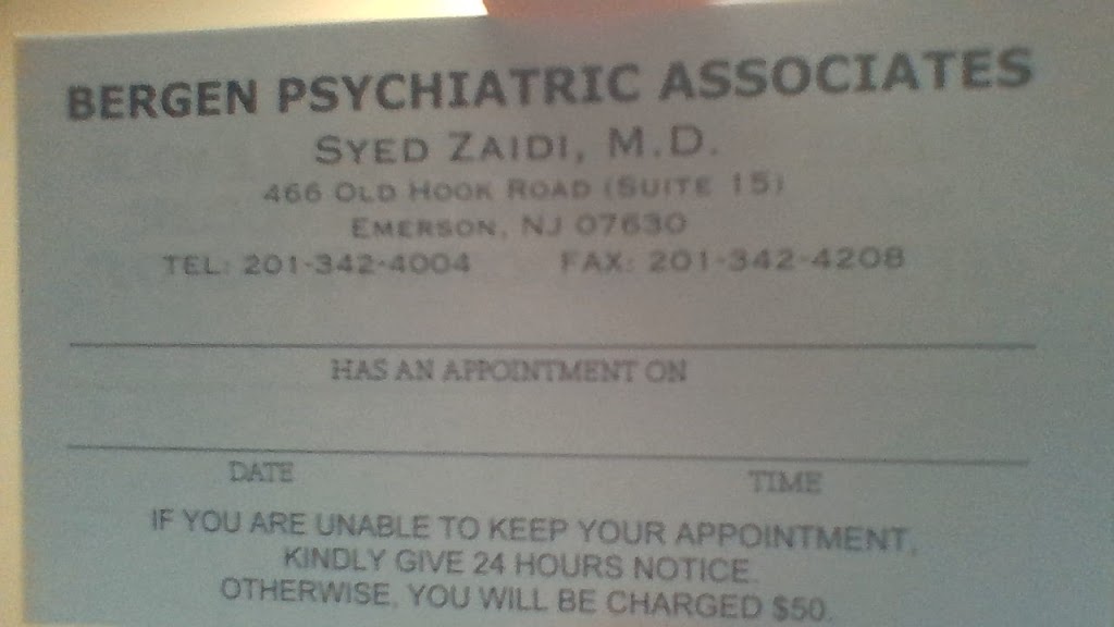 Bergen Psychiatric Associates | 466 Old Hook Rd STE 15, Emerson, NJ 07630 | Phone: (201) 342-4004