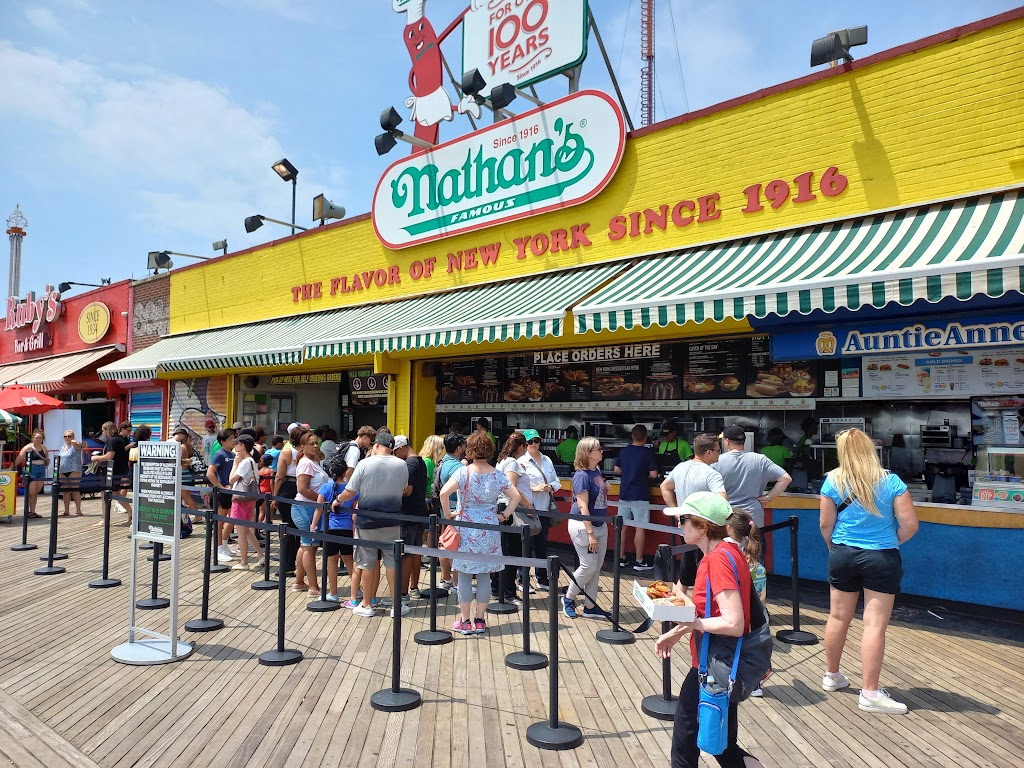 Nathans Famous, Coney Island Boardwalk | 1205 Riegelmann Boardwalk, 1205 Riegelmann Boardwalk, Brooklyn, NY 11224 | Phone: (718) 714-7207