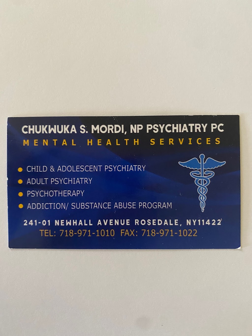 Chukwuka S. Mordi, NP | 241-01 Newhall Ave, Queens, NY 11422 | Phone: (718) 971-1010